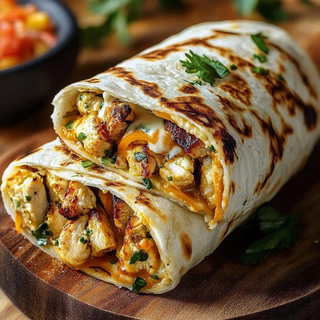 Ooey-Gooey Cheesy Garlic Chicken Wraps