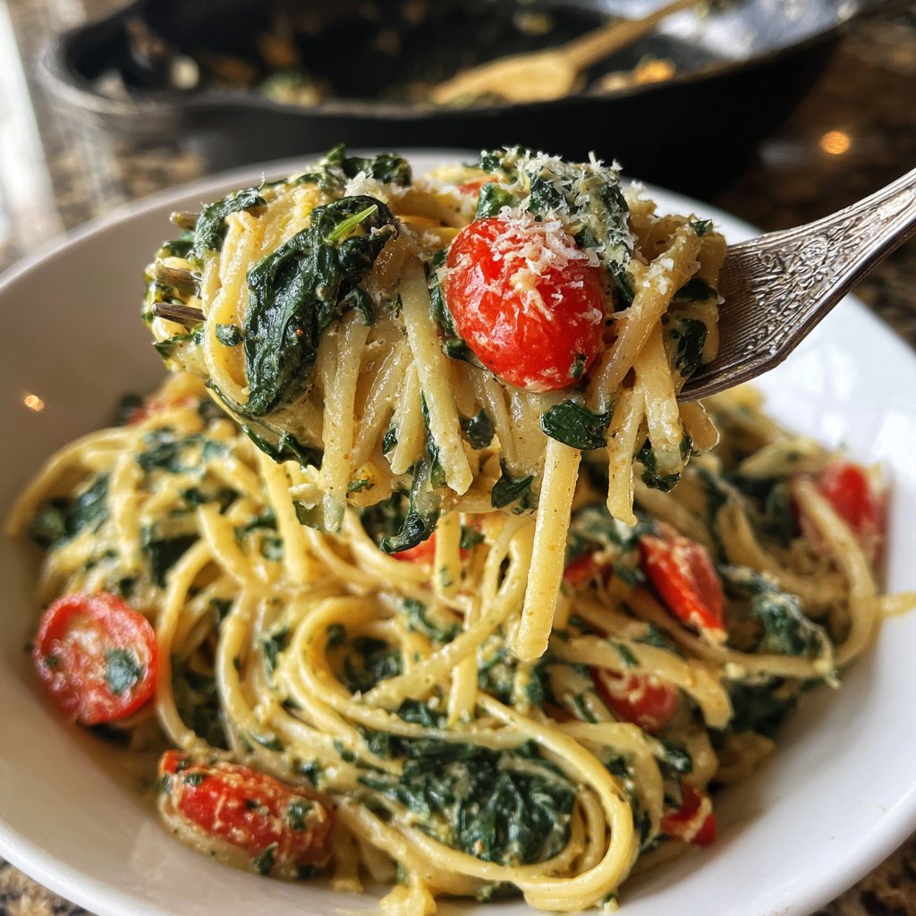 Creamy Spinach Tomato Pasta