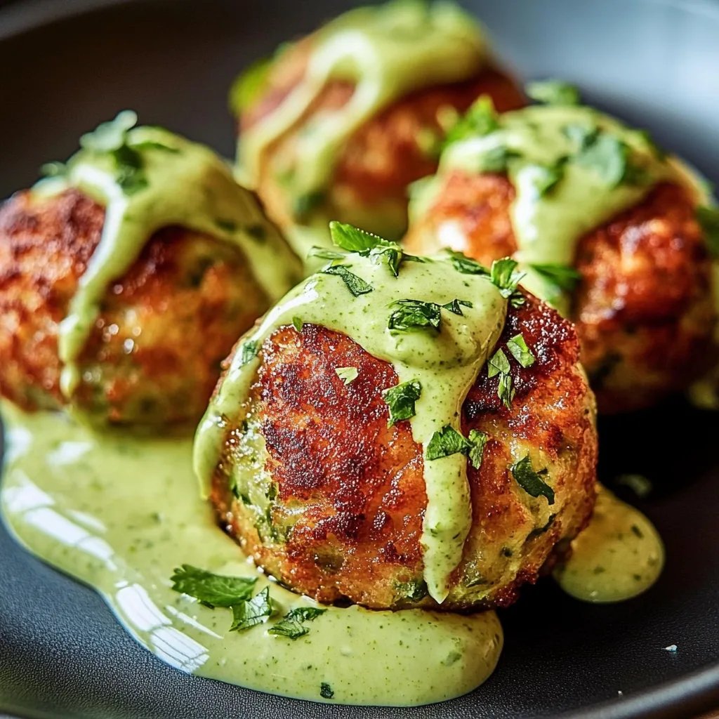 Salmon Balls with Creamy Avocado Sauce