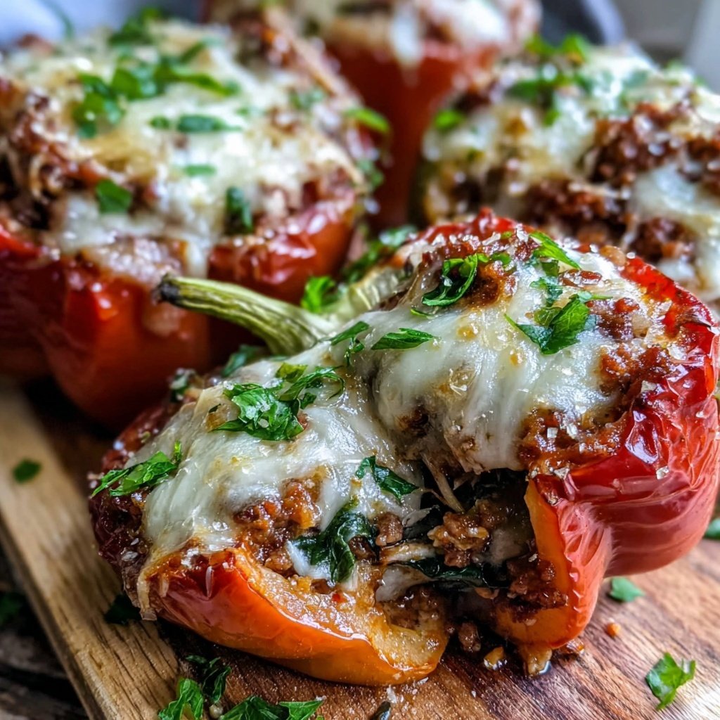 Hamburger Meat And Spinach Stuffed Peppers