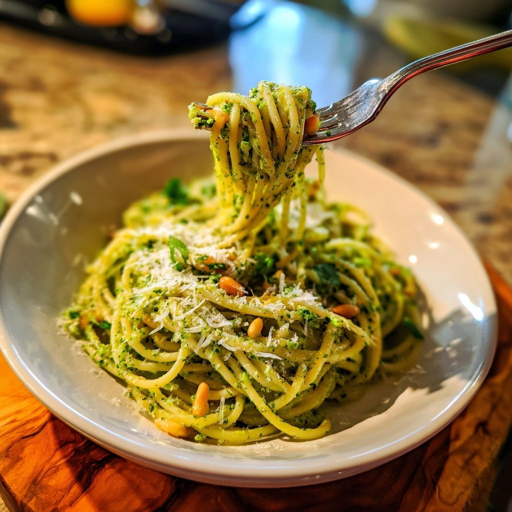 Angel Hair Pasta With Creamy Pesto