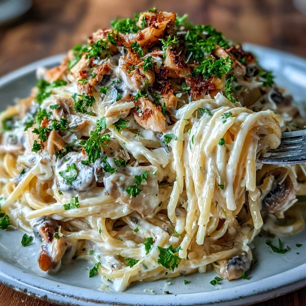 Chicken Pasta With Creamy Mushroom Sauce