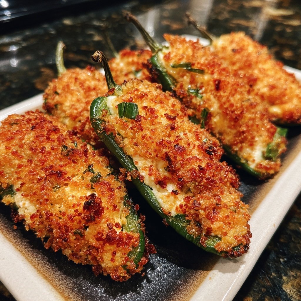 Jalapeno Poppers with Savory Breadcrumb Topping
