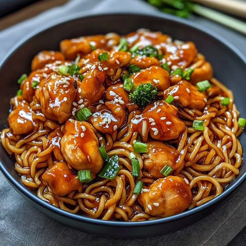 Sticky Garlic Chicken Noodles