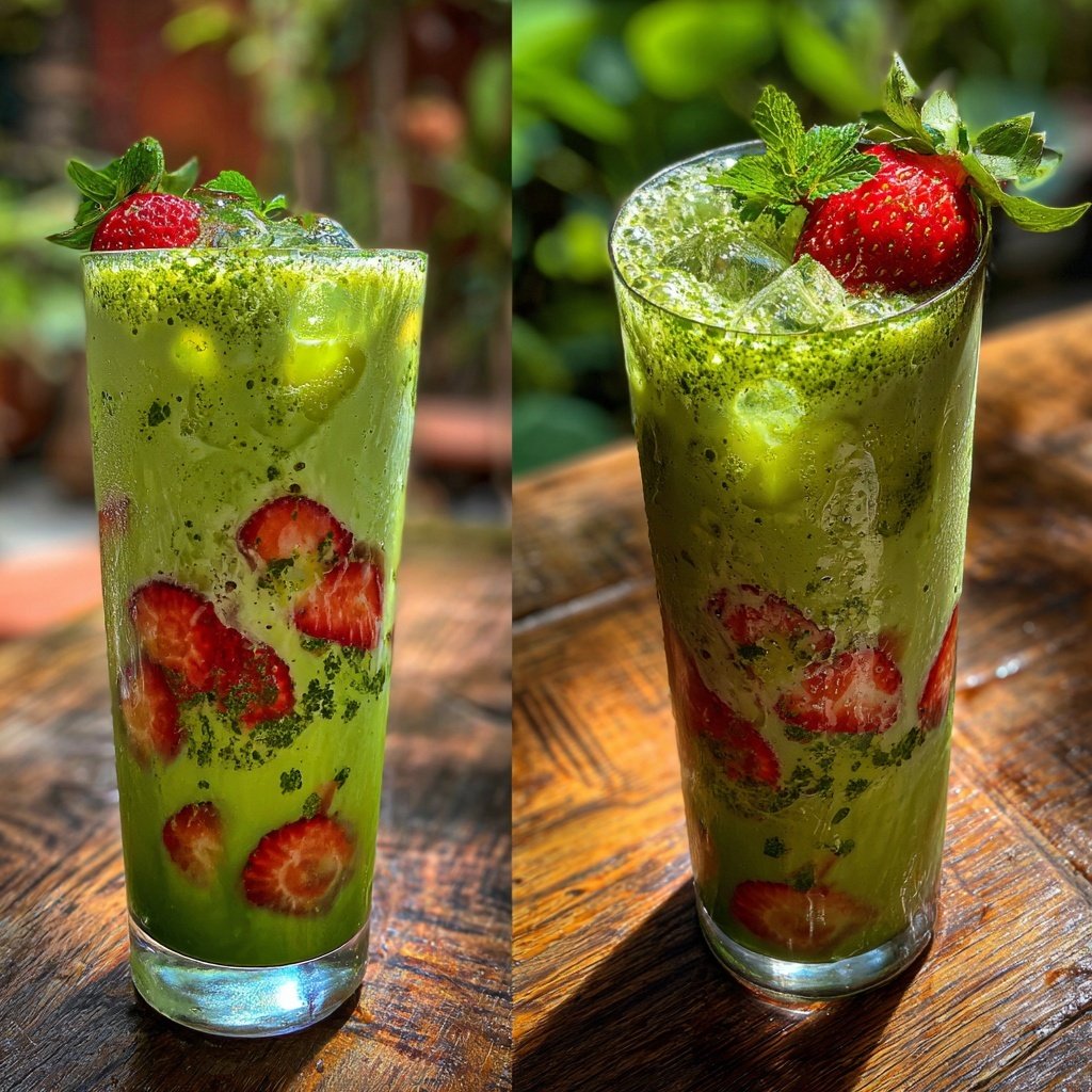 Cold Strawberry Matcha Drink