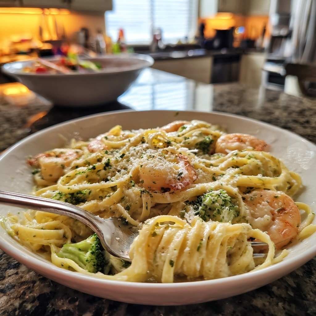Shrimp Alfredo With Broccoli