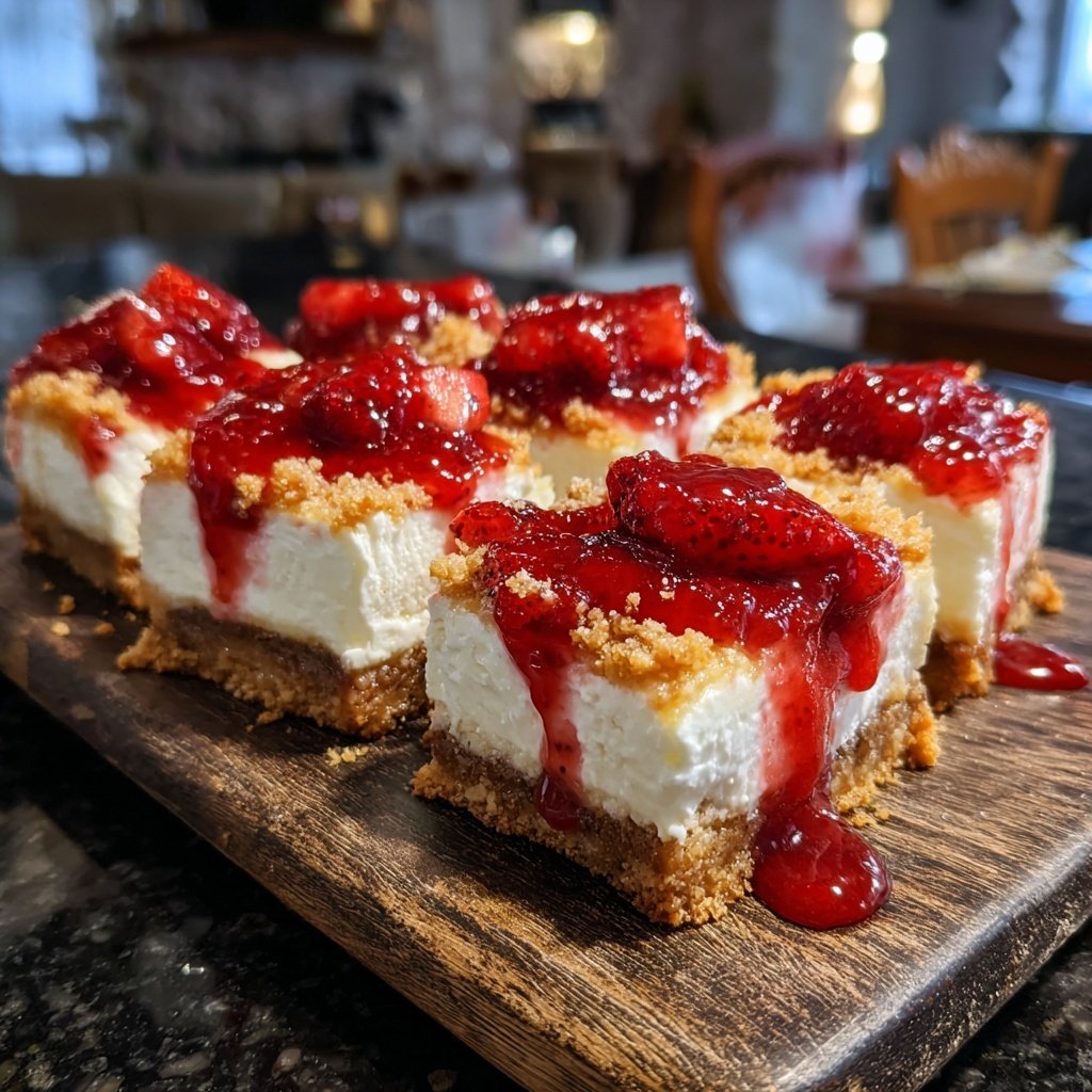 Strawberry Shortcake Cheesecake Bars