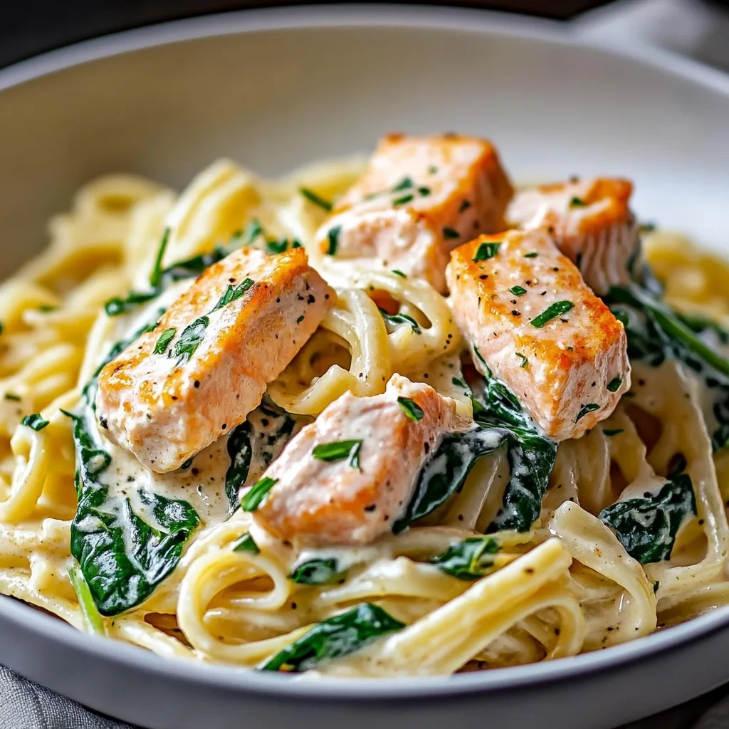 Creamy Salmon Spinach Pasta